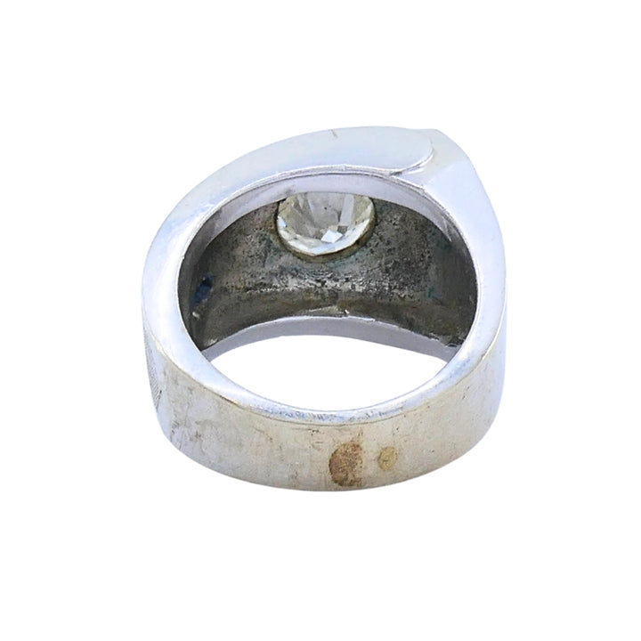 Vintage 14k White Gold Diamond Sapphire Angular Ring