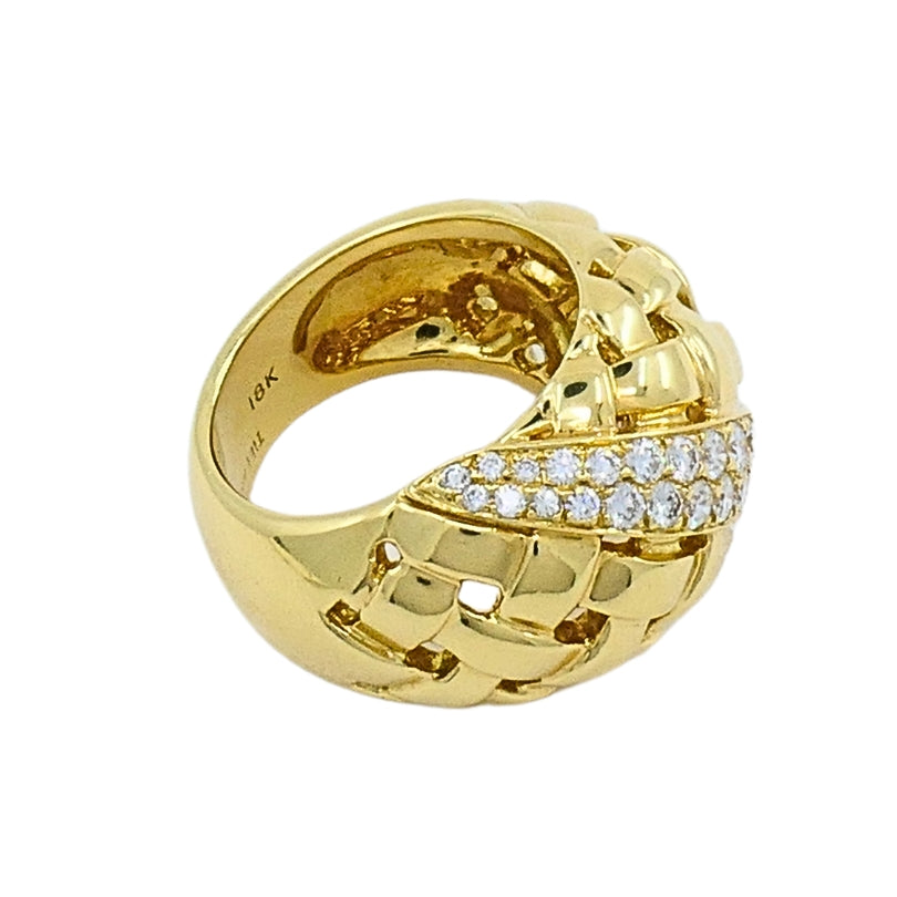 Tiffany and Co. 18K Gold  Diamond Dome Vannerie Ring