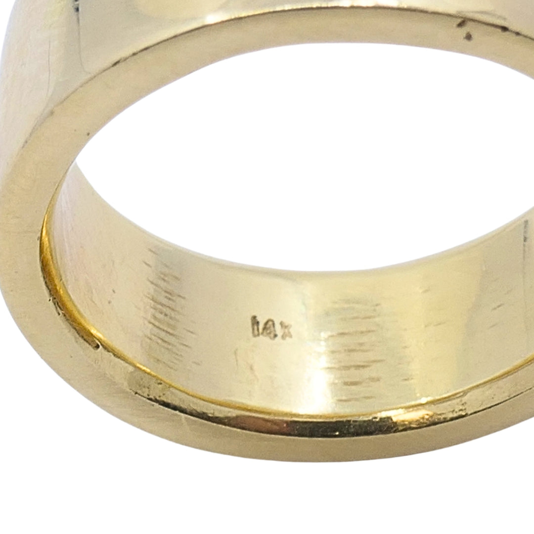 Vintage 14k Gold Wide Cigar Band Ring, 8mm Wedding Band