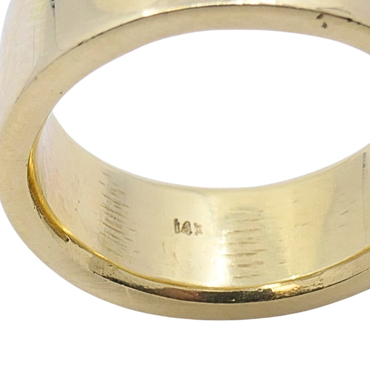 Vintage 14k Gold Wide Cigar Band Ring, 8mm Wedding Band