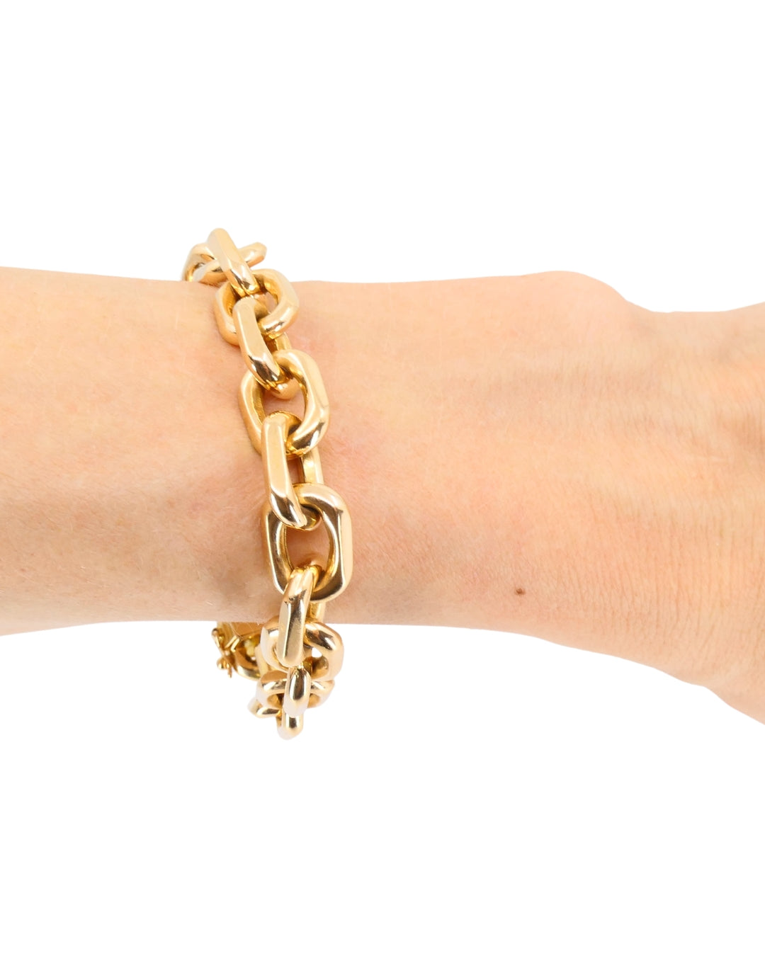 Vintage French 18k Rose Gold Chain Bracelet Rectangular Link