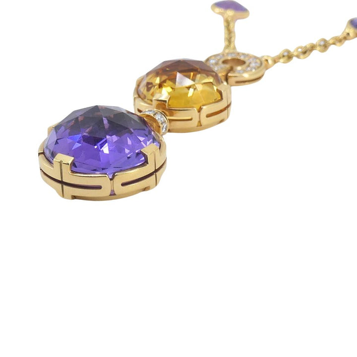 Bvlgari 18k Gold Amethyst Citrine Diamond Parentesi Lavalier Necklace