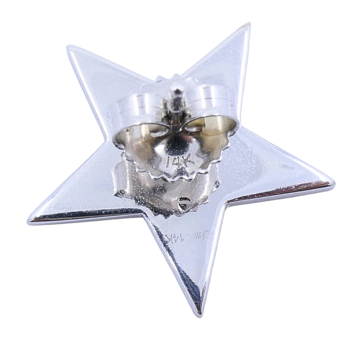 14k White Gold Pavé Diamond Star Stud Earrings
