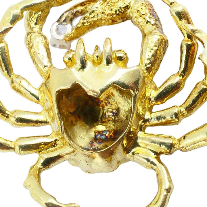 George Lederman 18k Gold Diamond Cancer Crab Pendant Necklace