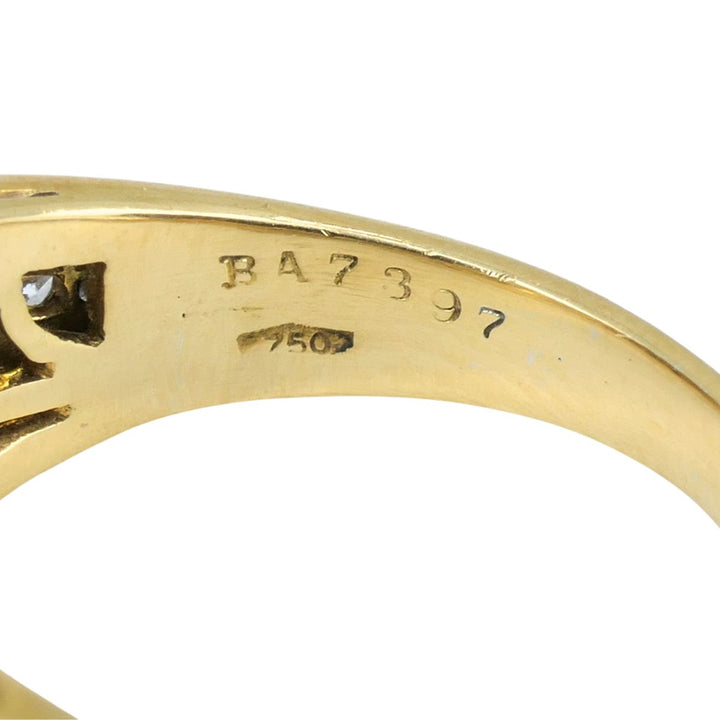 Vintage Bvlgari 18k Gold Diamond Mother of Pearl Ring