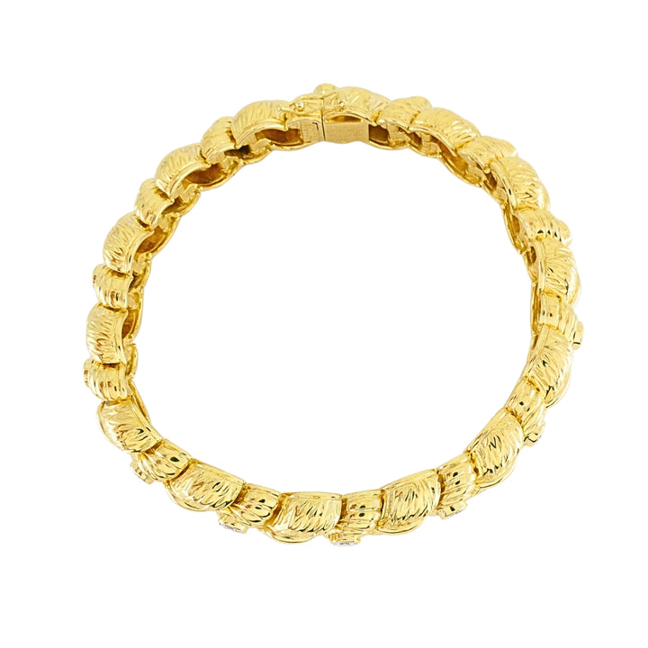 Vintage Van Cleef & Arpels 18k Gold Diamond Leaf Link Bracelet