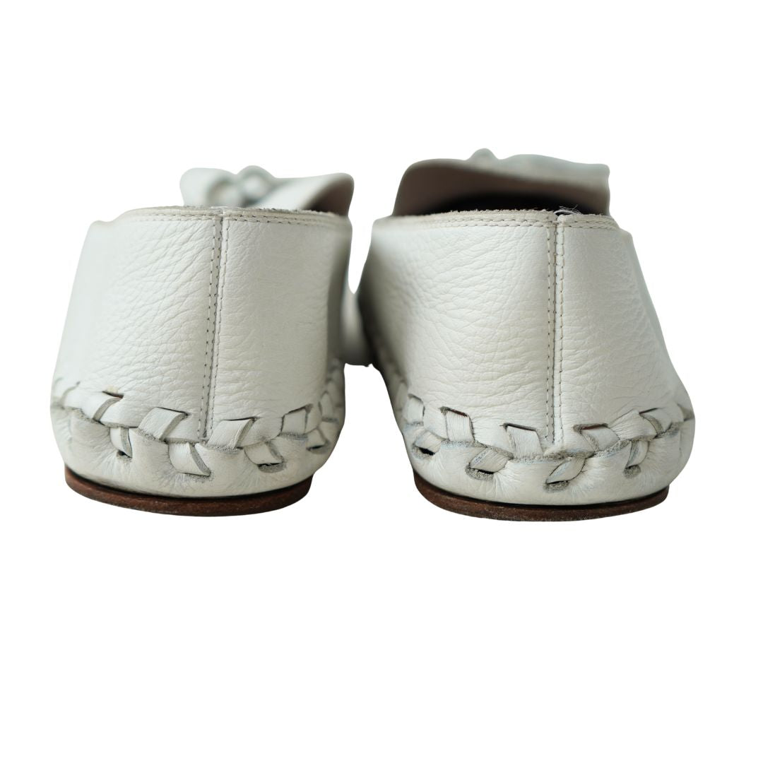 Celine White Leather Tassel Loafers sz 9.5