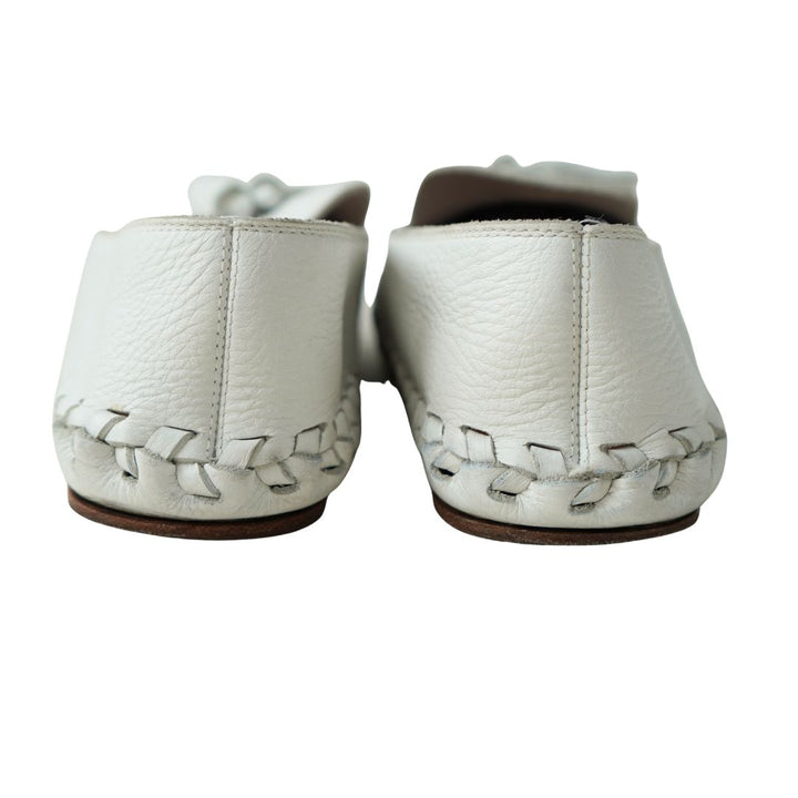 Celine White Leather Tassel Loafers sz 9.5