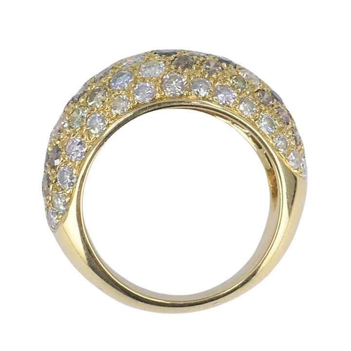 Vintage Cartier Sauvage 18k Gold White Brown Pavé Diamond Dome Ring