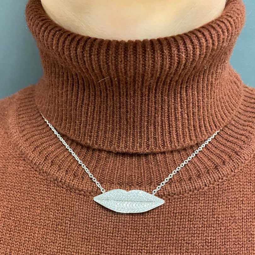 Enigma by Gianni Bulgari Lips Necklace 18k White Gold Diamond