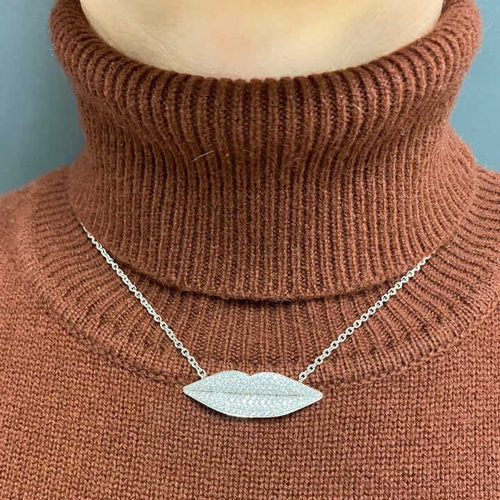 Enigma by Gianni Bulgari Lips Necklace 18k White Gold Diamond