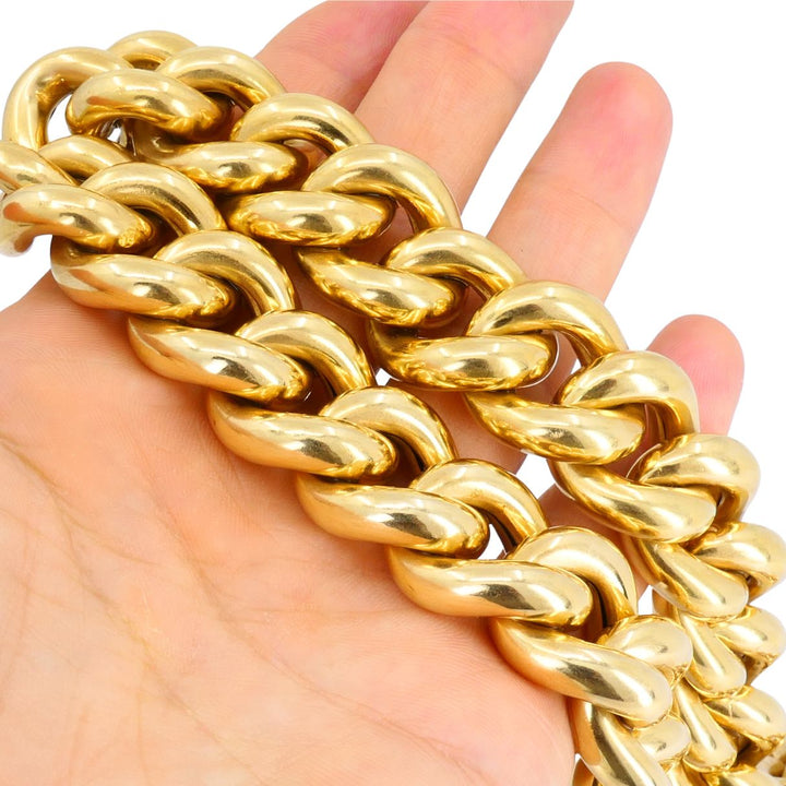 Vintage Italian 14k Yellow Gold Chunky Hollow Curb Link Necklace
