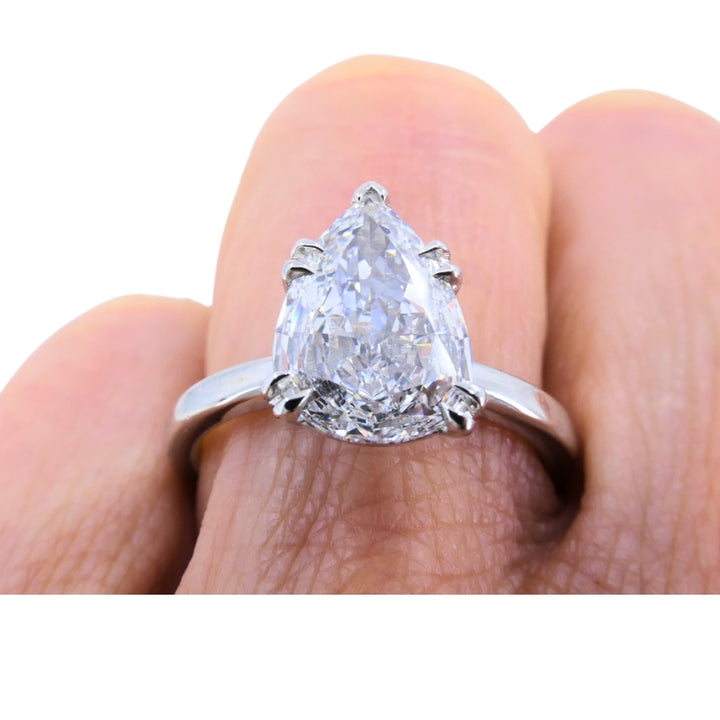 Pear Shaped Diamond Platinum Engagement Ring 1.71 carat GIA D VS2