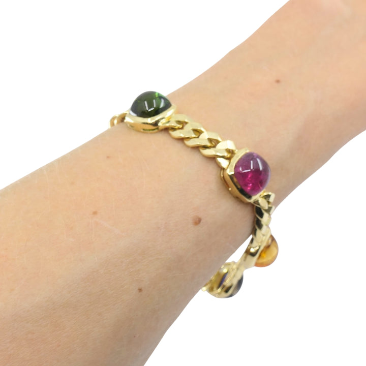 Vintage Bvlgari Bulgari Bracelet Gold Sugarloaf Gemstones