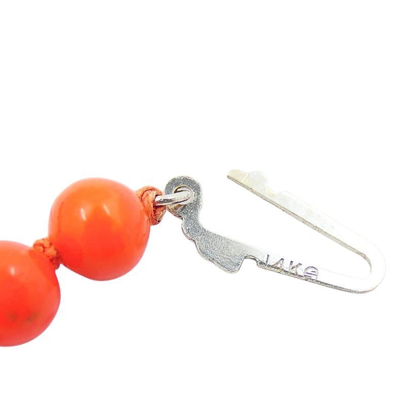 Coral Bead Necklace 14k Gold Clasp