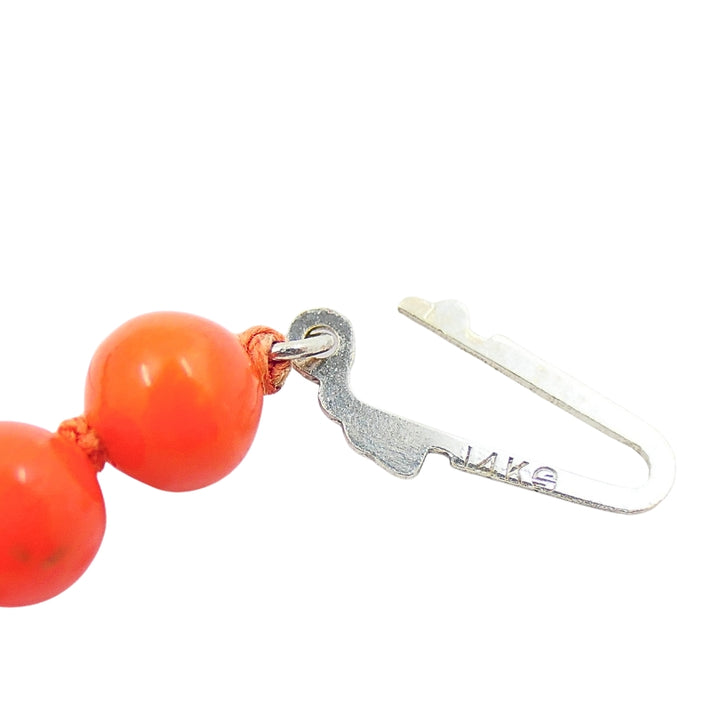 Coral Bead Necklace 14k Gold Clasp