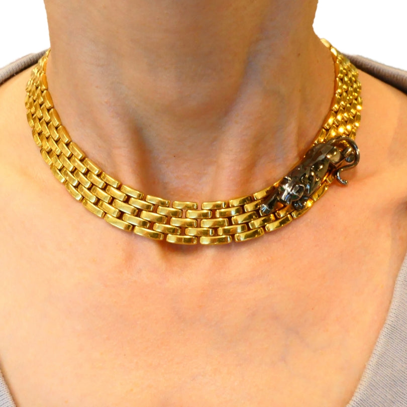 Vintage Cartier Panthere Necklace 18k Gold Estate Jewelry