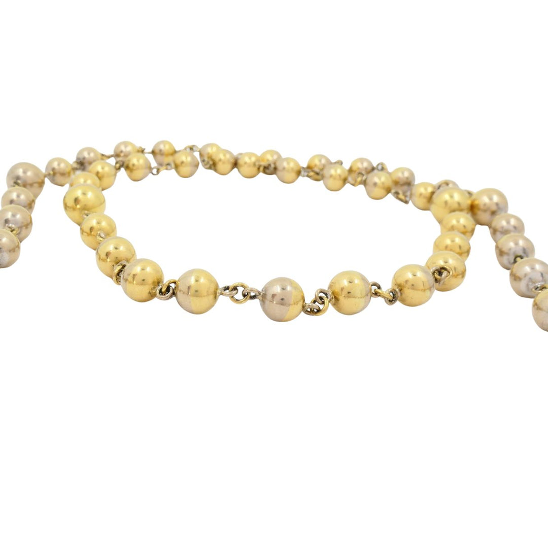 Vintage Rosary 18k Two Tone Gold Diamond Necklace