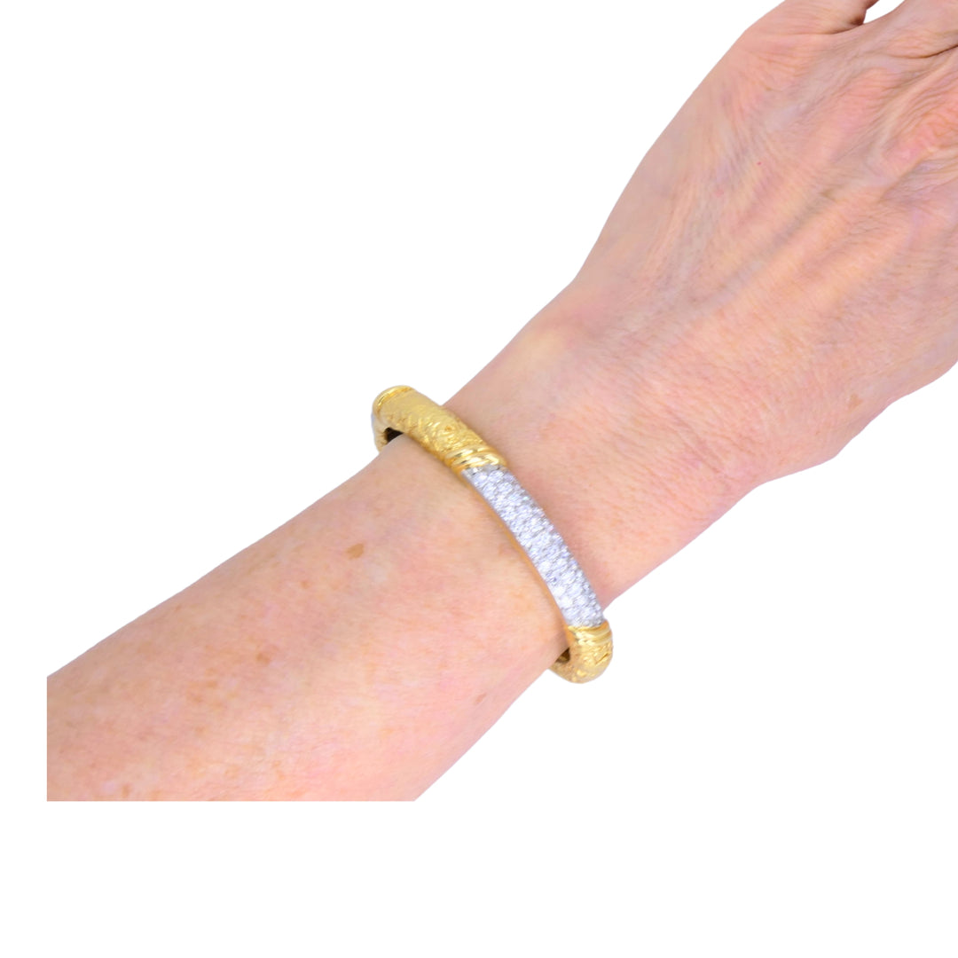 Van Cleef & Arpels Diamond 18k Gold & Platinum Vintage Bracelet, Circa 1973