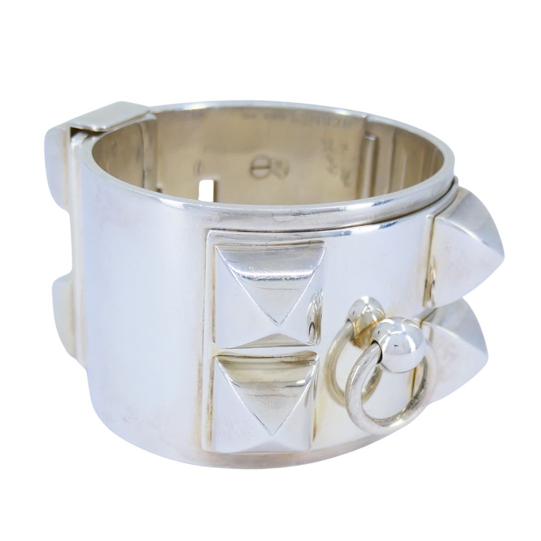 Hermès Sterling Silver Collier de Chien Cuff Bracelet