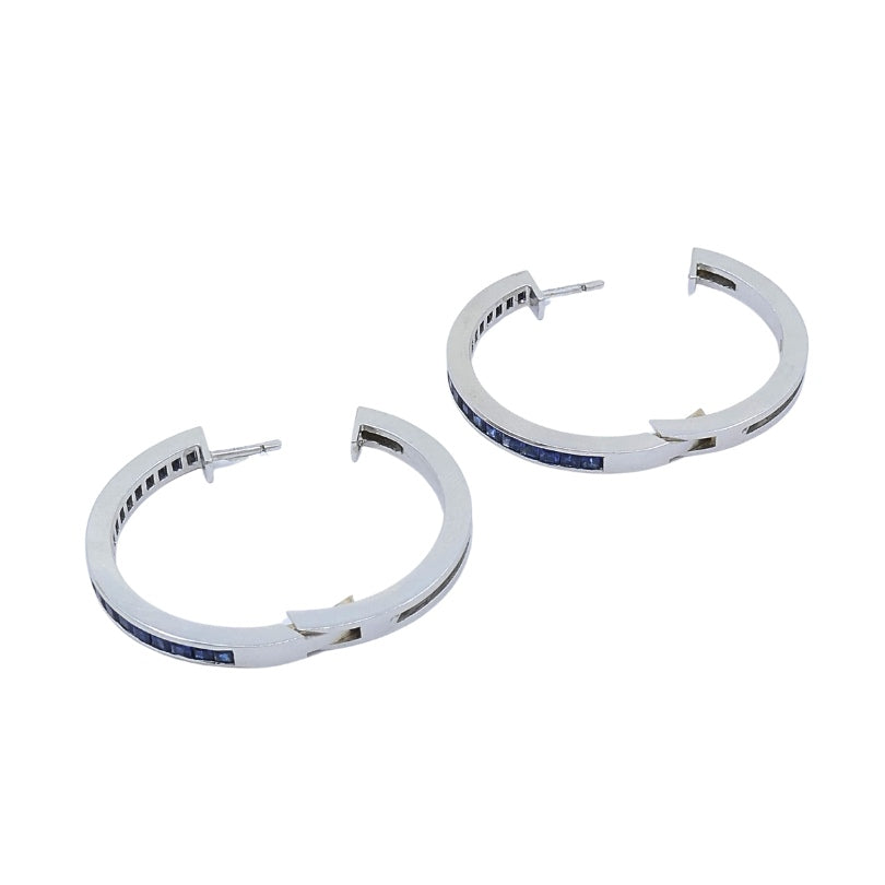 White Gold Sapphire Hoop Earrings