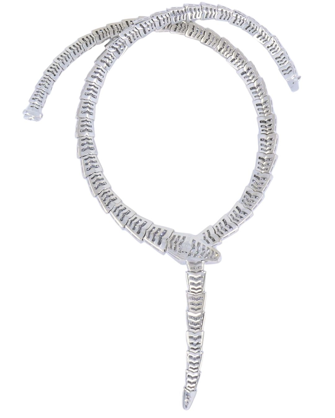 Bvlgari Bulgari Serpenti Viper Necklace 18k White Gold Diamond Drop Necklace Original Box