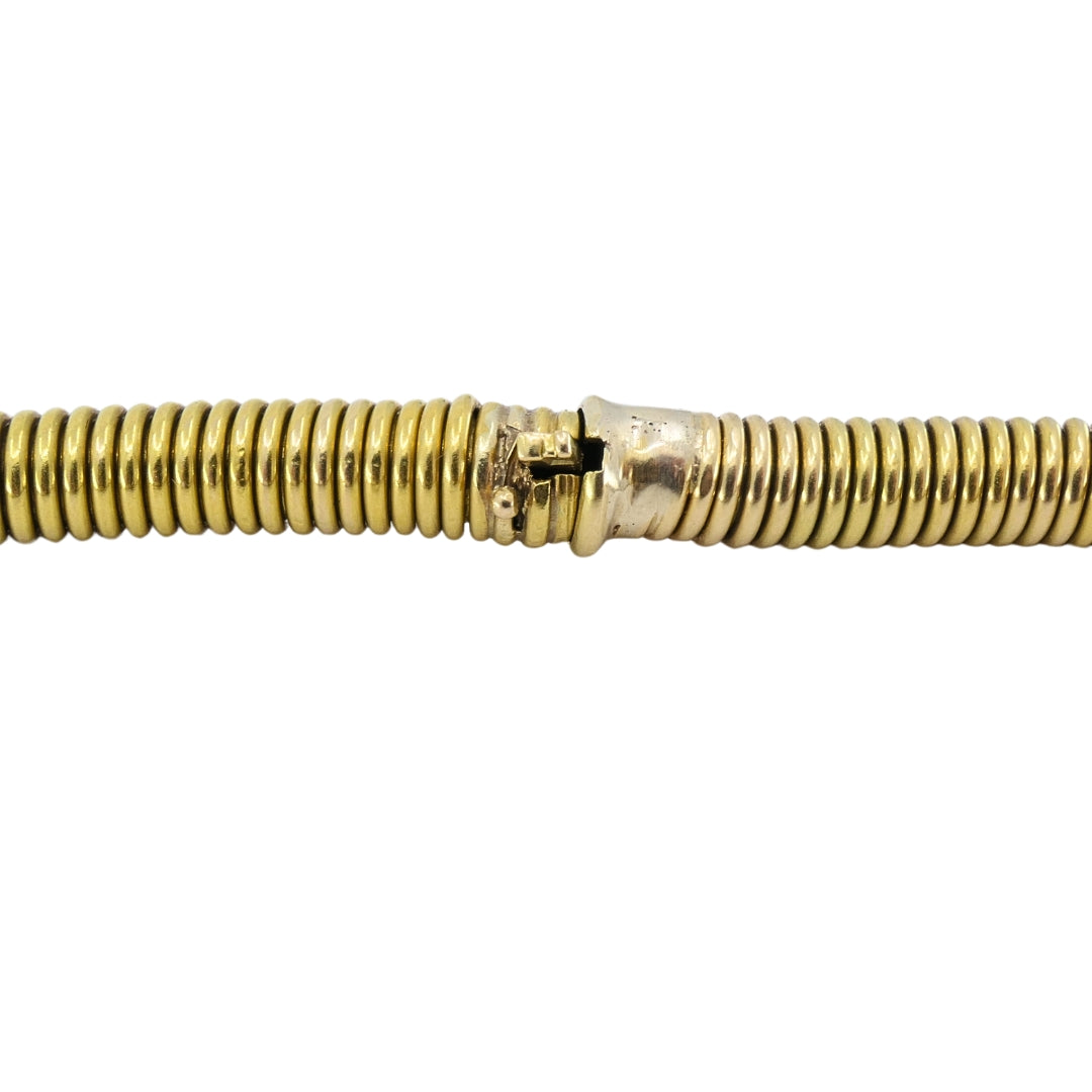 Vintage French 18k Gold Tubogas Coil Necklace