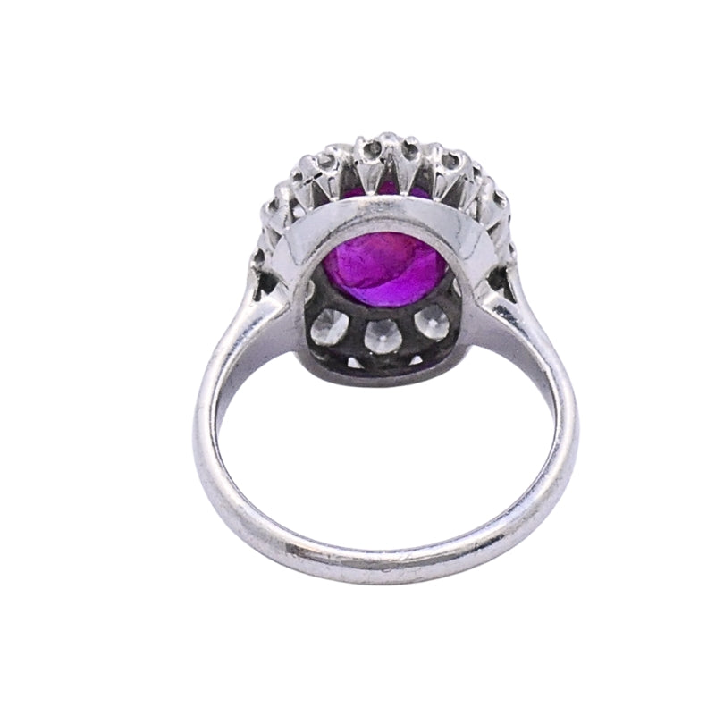 Vintage Ruby Diamond Cluster Ring 14k Gold