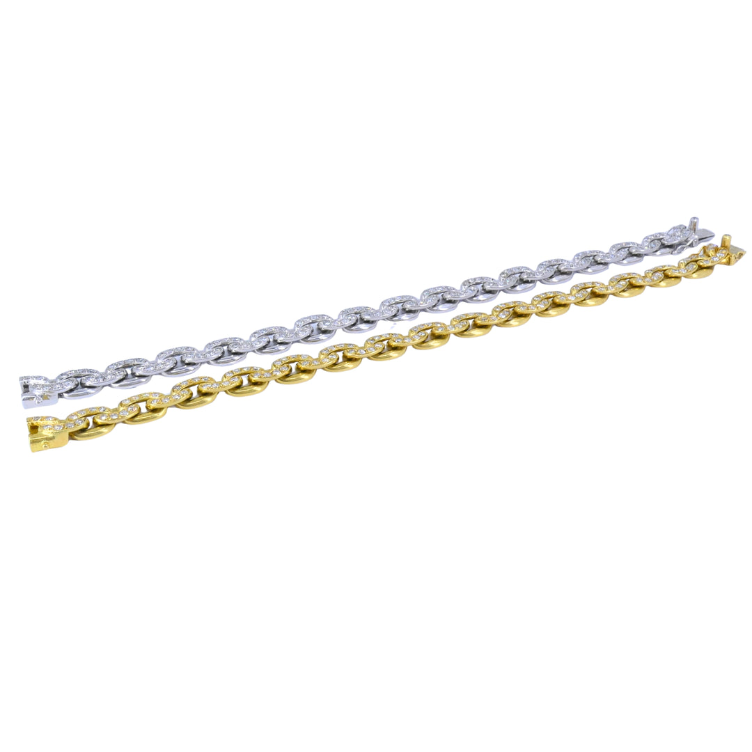Sterle Paris Single Cut Diamonds Pair of Bracelets 18k Yellow & White Gold 1950s