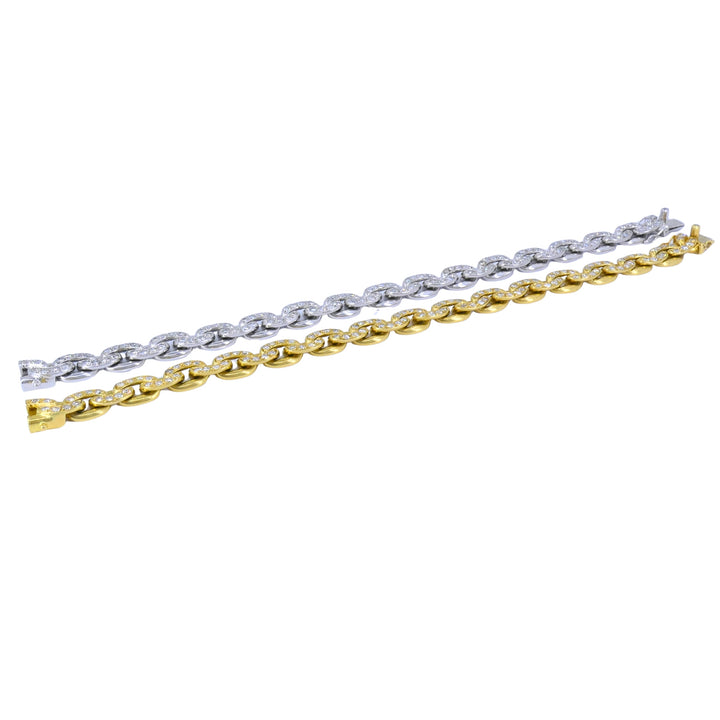 Sterle Paris Single Cut Diamonds Pair of Bracelets 18k Yellow & White Gold 1950s