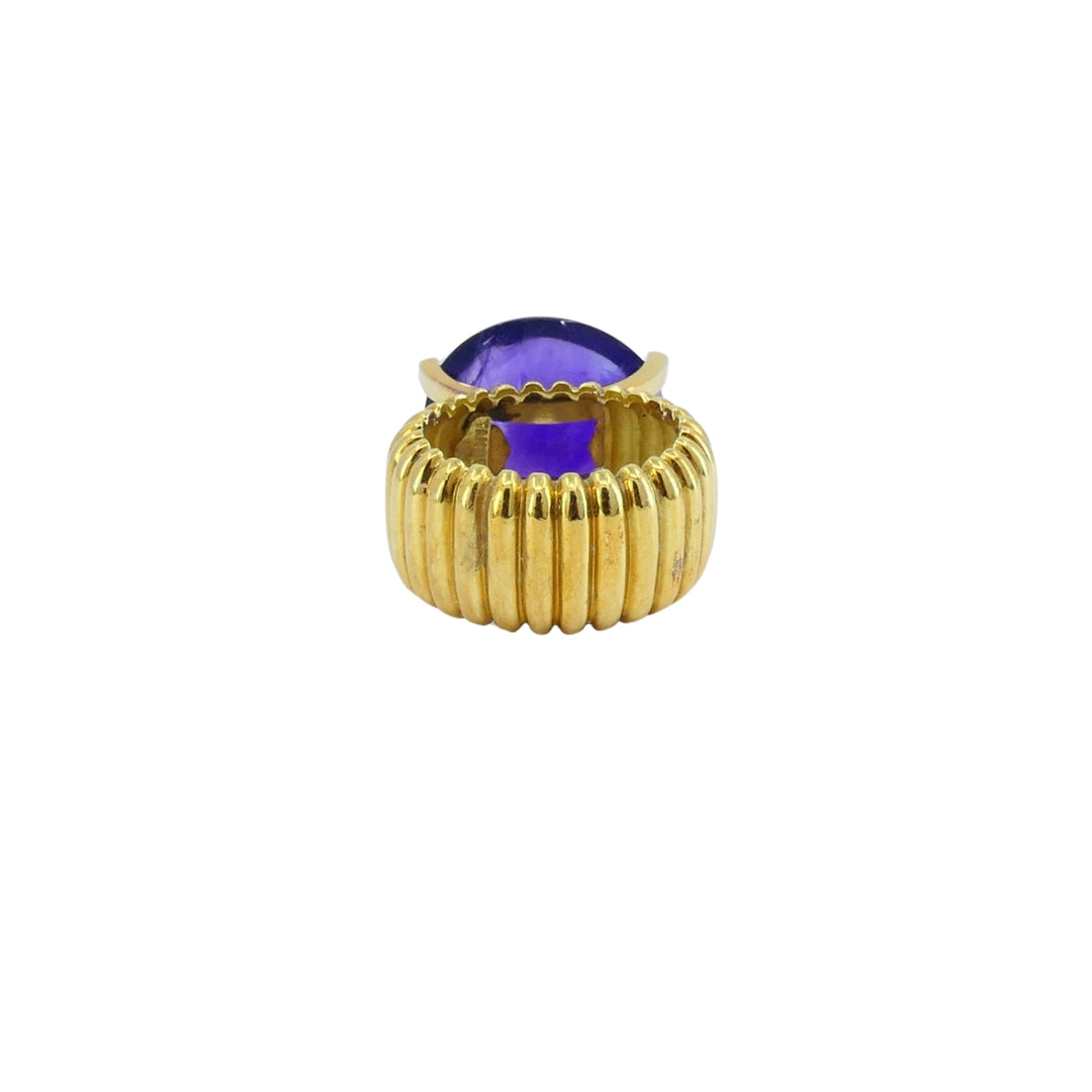 Amethyst Ring Signed Tambetti 18k Gold Cocktail Ring