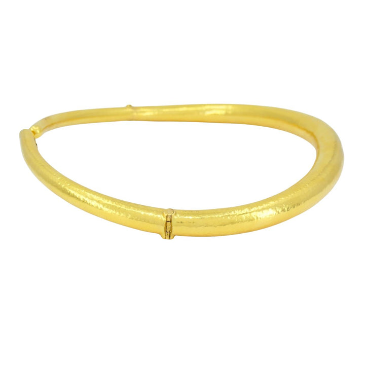 Vintage Greek 18k Hammered Gold Mechanical Collar Necklace