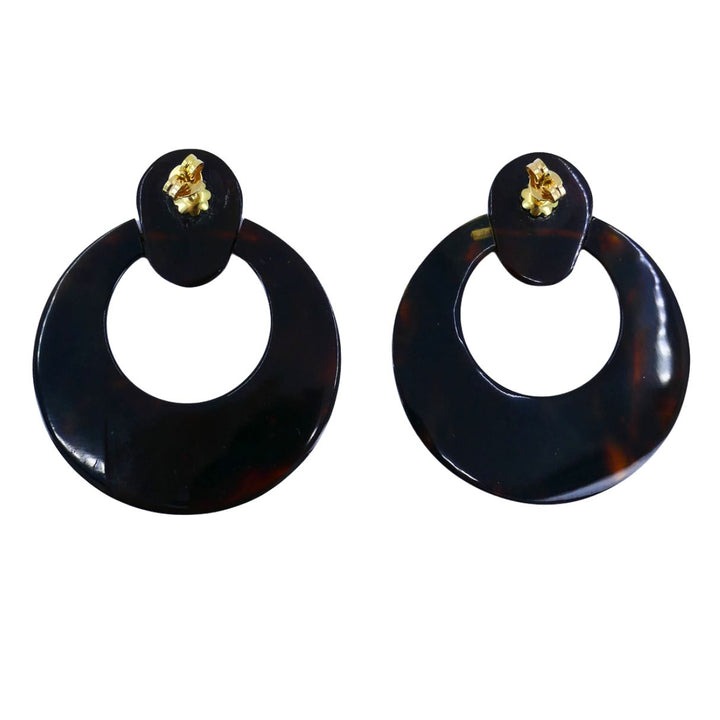 Vintage Italian 18k Gold Tortoise Heart Hoop Earrings