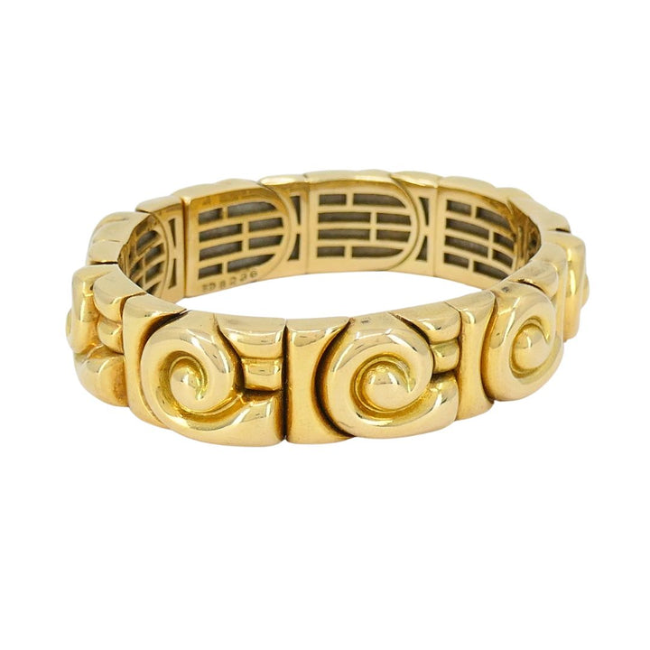 Vintage Bvlgari 18k Gold Steel Spiral Cuff Bracelet