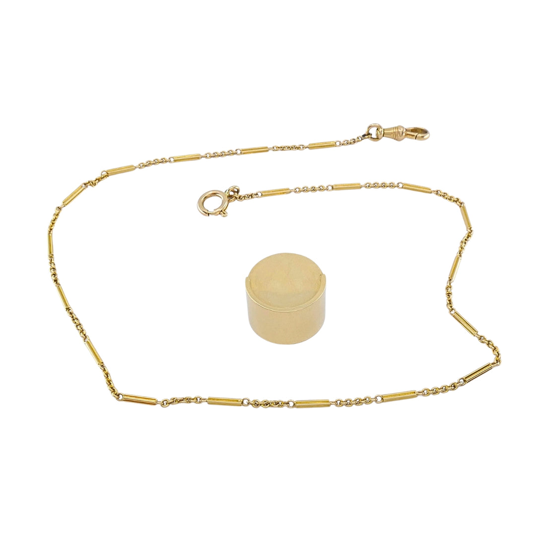 14k Gold Coin Holder Pendant 14k Bar Link Chain Necklace
