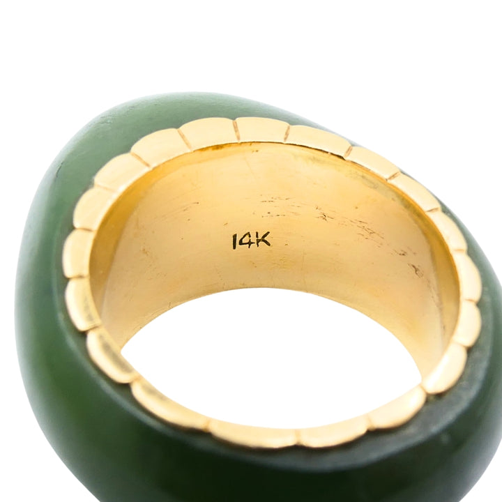 Vintage Ring 14k Gold Dome Jade Ring