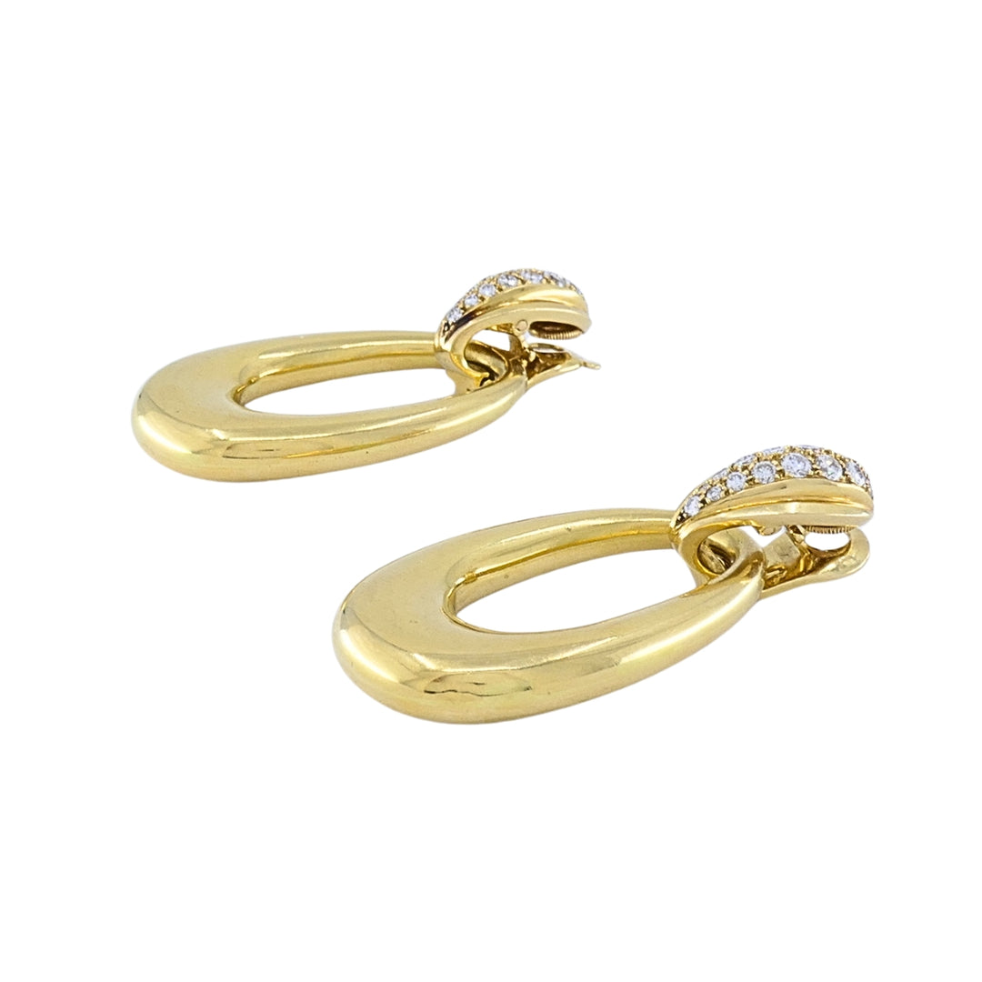 Cartier 18K Gold Chrysoprase Diamond Interchangeable Doorknocker Earrings