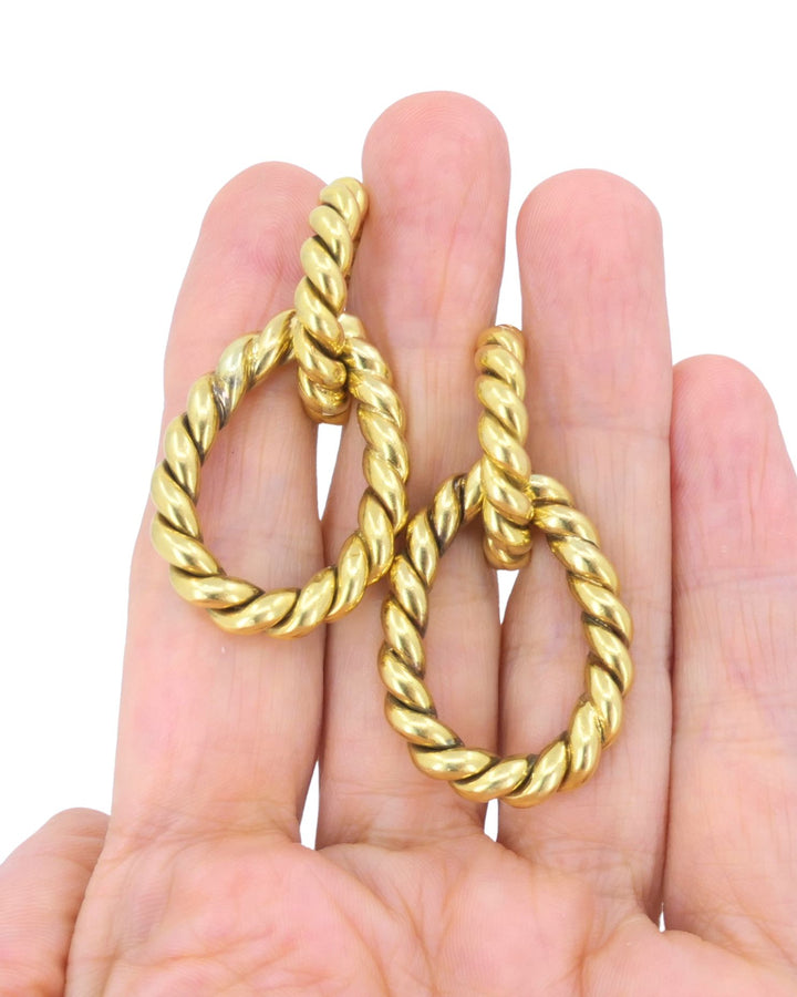 Tiffany & Co. 18k Gold Drop Earrings Rope Design Detachable