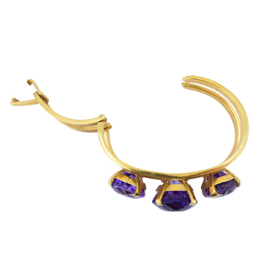Vintage Hermès 18k Gold Amethyst Clamper Bracelet