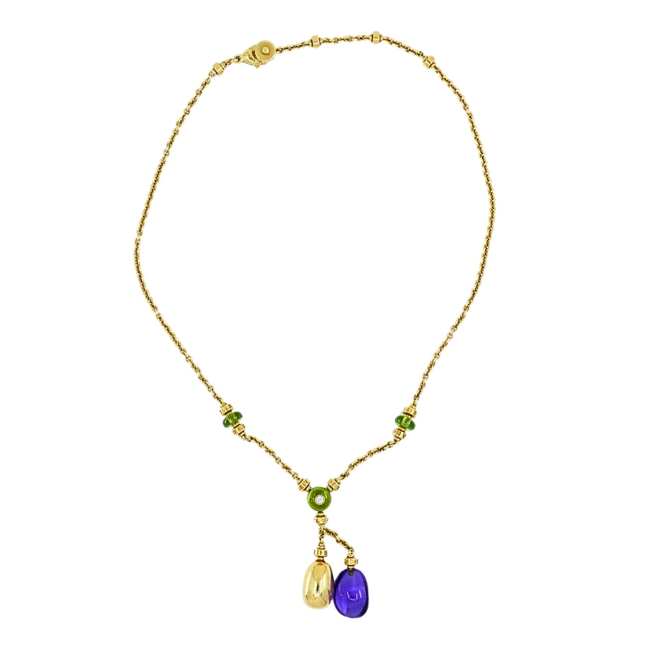 Bvlgari Bulgari 88 Club 18K Gold Amethyst Peridot Necklace