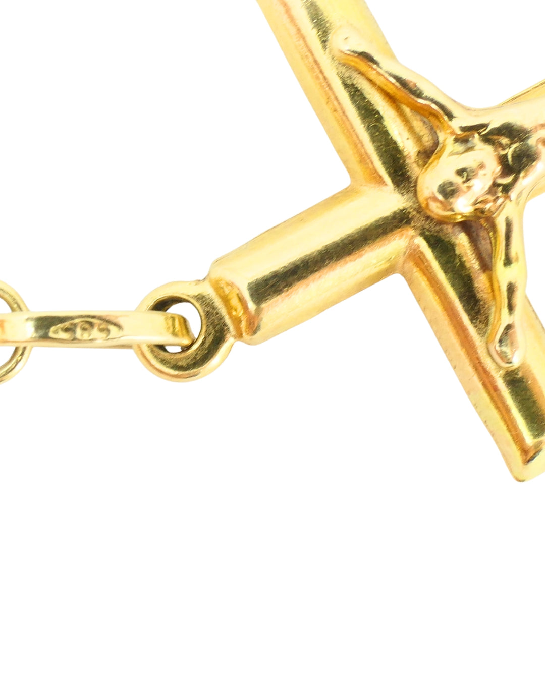 14k Gold Rosary Cross Necklace Beaded Chain