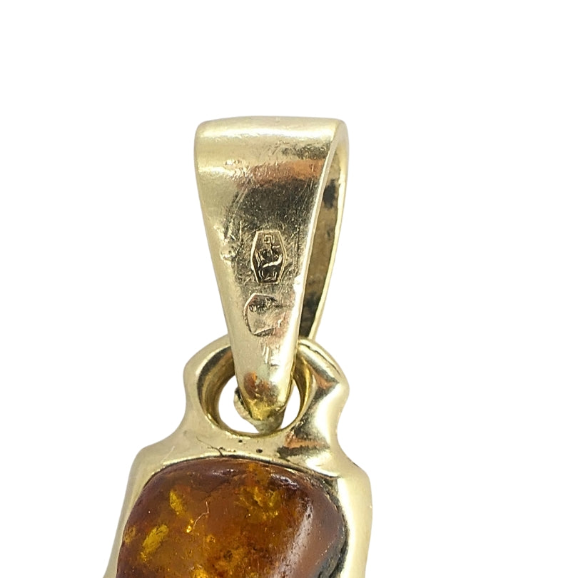 Vintage 14k Gold Baltic Amber Cross Pendant