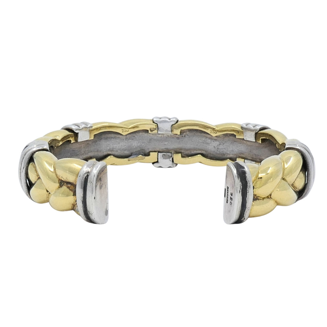 Vintage Bvlgari 18k Yellow Gold Sterling Silver Braided Cuff Bracelet Bulgari