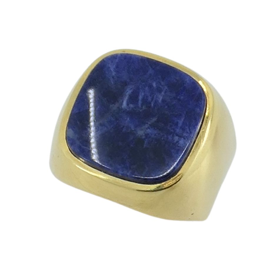 Vintage French 18k Gold Sodalite Signet Ring
