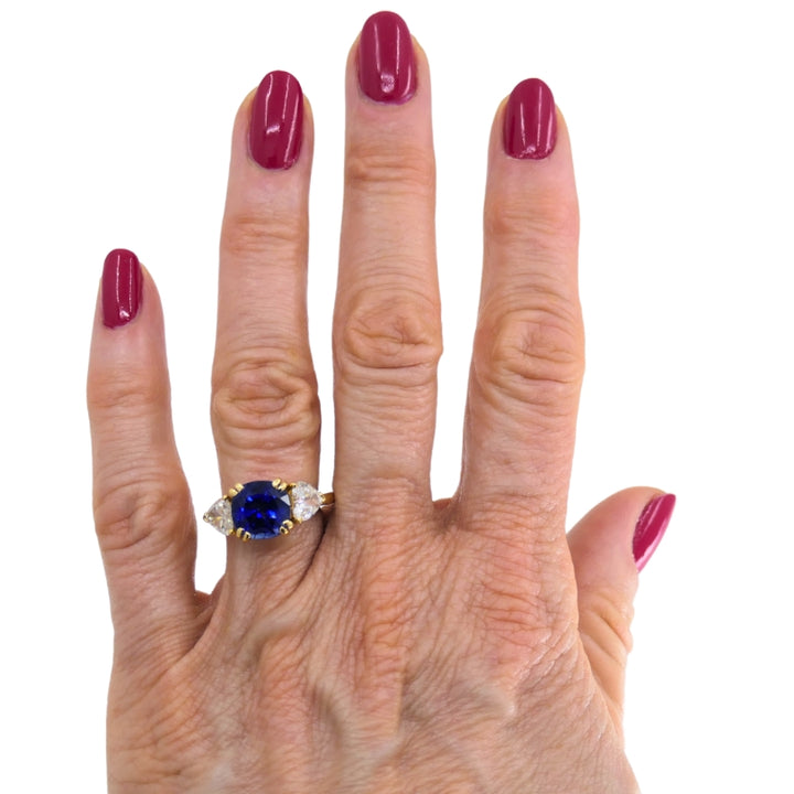 Adler Ring 18k Gold Sri Lanka Sapphire GRS Report Heart Shaped Diamond