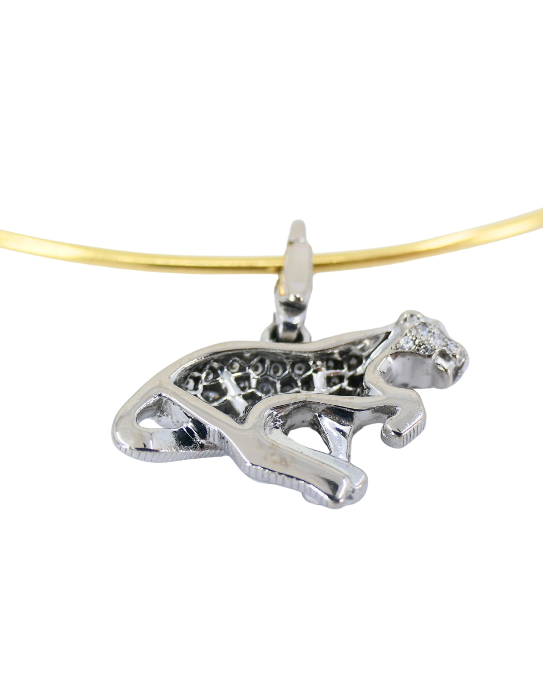 Vintage Cartier Panthere 18k Gold Collar Necklace Diamond Charm