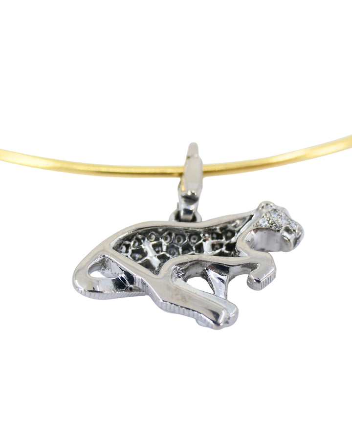 Vintage Cartier Panthere 18k Gold Collar Necklace Diamond Charm