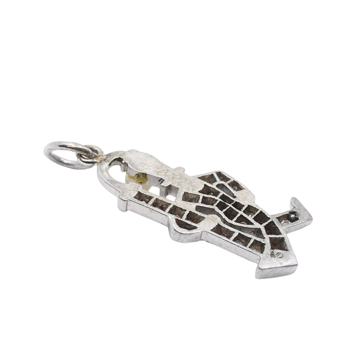 Platinum Diamond Walking Gentleman Charm Pearl Head