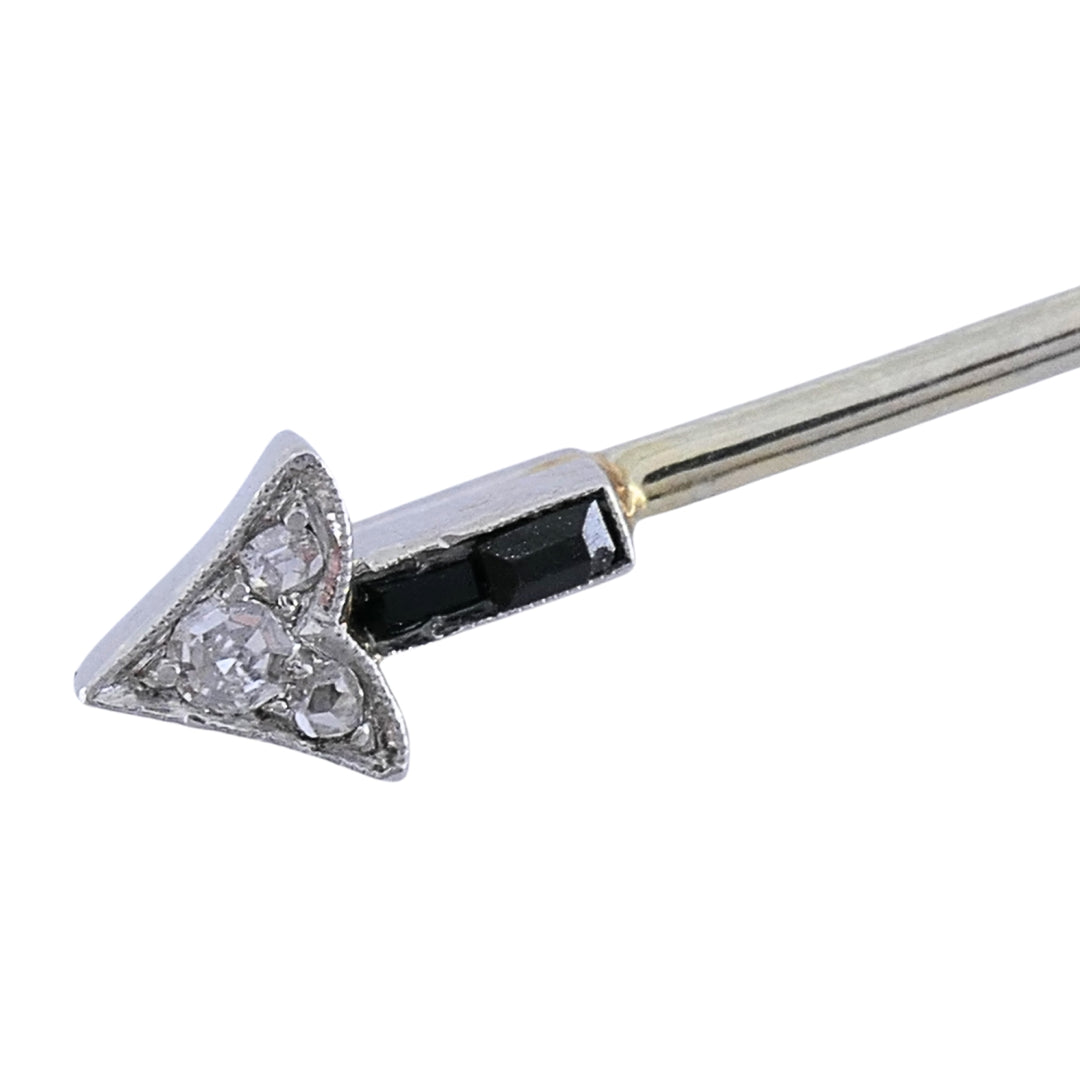 Art Deco 18k Gold Diamond Arrow Jabot Pin