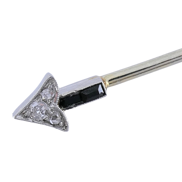 Art Deco 18k Gold Diamond Arrow Jabot Pin